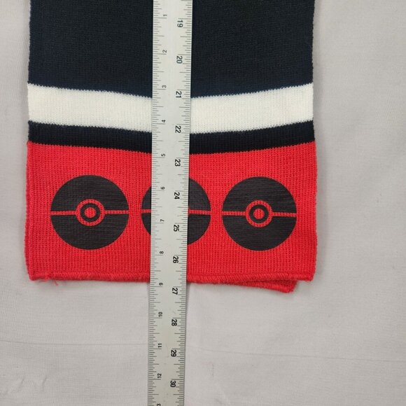 Pokémon Poke Ball Knit Scarf and Beanie Hat Set One Size Fits All Black Red - Picture 3 of 10